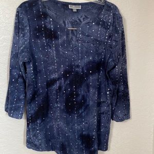 JM Collection Navy & Blue with Iridescent Sequence Within The Design